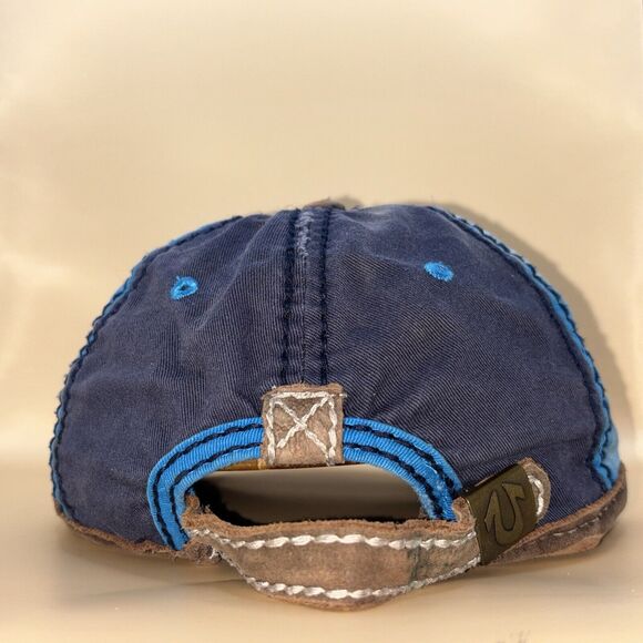 True Religion Men’s Distressed Trucker Cap All Sz Blue Denim Embroidered Vintage - Picture 6 of 10